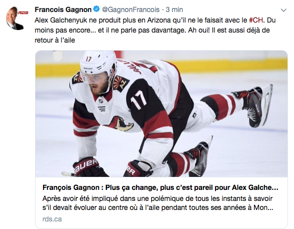 HAHA...Non non, les médias de Montréal, ne sont pas en CR...contre Galchenyuk...