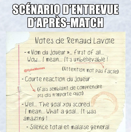 HAHA...Quelqu'un a trouvé la feuille de note de Renaud Lavoie...