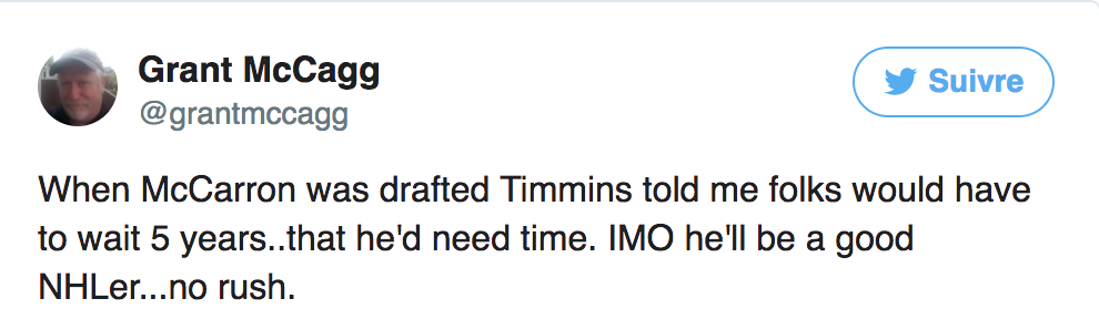 HAHA...Trevor Timmins a des plans de cinq ans !!!