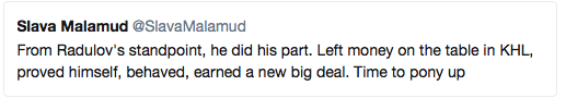 Il faudrait dire à ce journaliste russe...qu'Alex Radulov est un PARTY ANIMAL...
