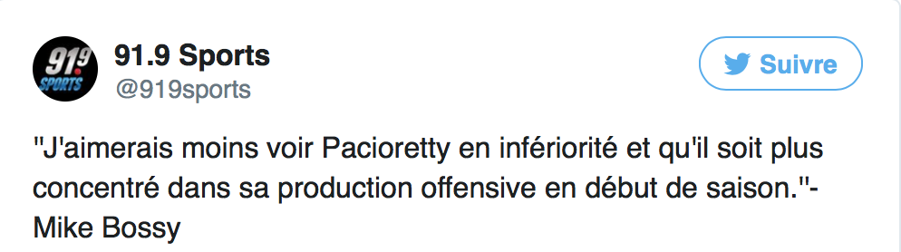 Il faut arrêter de faire jouer Pacioretty en infériorité...