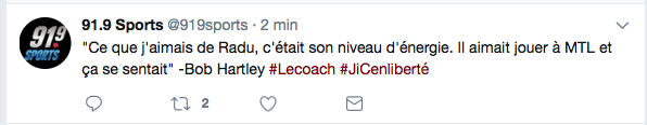 Il faut dire à Bob Hartley...Que RADU ALLUMAIT aussi le SOUBOIS...