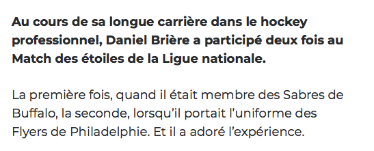 Il faut dire à Daniel Brière.. Que tous les fans s'en CAL...du match des étoiles..