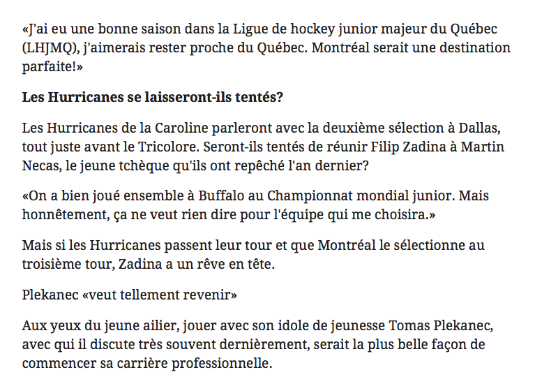 Il ne faut pas s'enflammer avec les mauvais résultats de Filip Zadina....