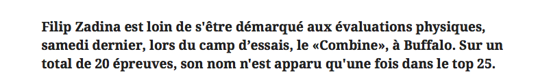 Il ne faut pas s'enflammer avec les mauvais résultats de Filip Zadina....