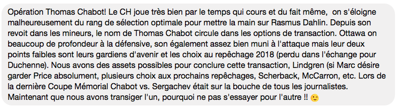  Il va falloir oublier Rasmus Dahlin...OPÉRATION THOMAS CHABOT!!!!