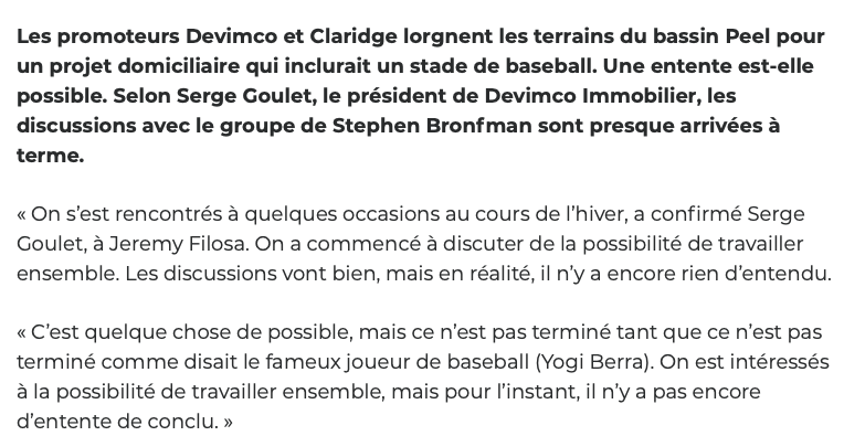 Il y aura du transport collectif pour aller voir les Expos....