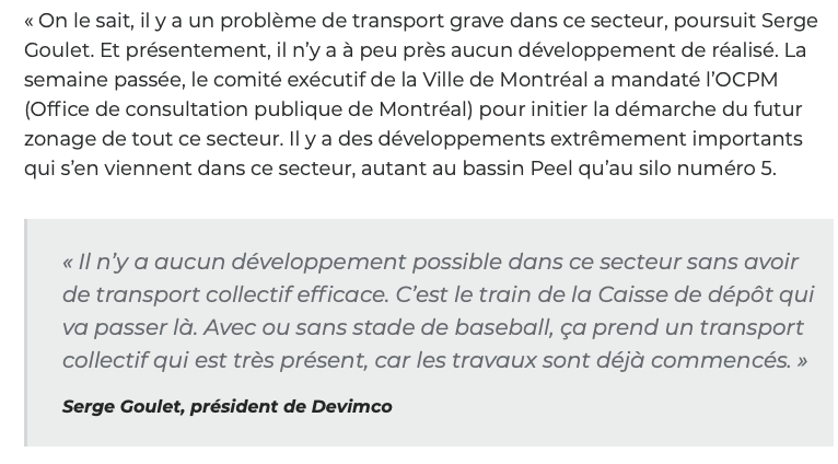 Il y aura du transport collectif pour aller voir les Expos....