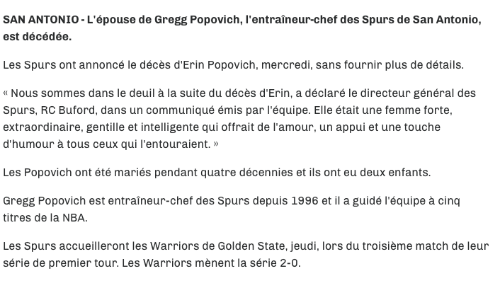 Imagine que la femme de ton coach meurt..