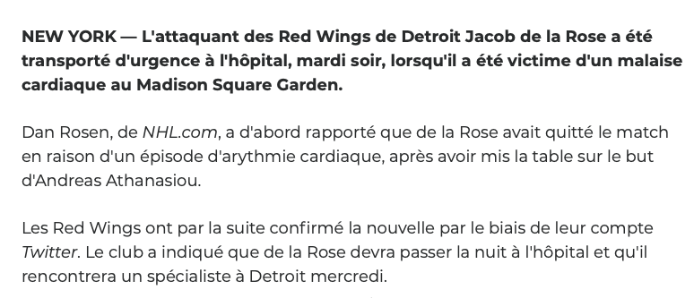 Jacob de la Rose transporté d'URGENCE à l'hôpital...