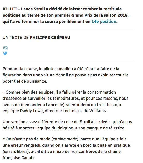 Jacques Villeneuve a raison...Lance Stroll est vraiment, mais vraiment...un FILS à PAPA..