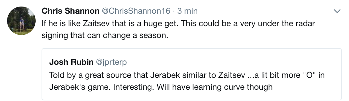Jakub Jerabek à la place de Andrei Markov...