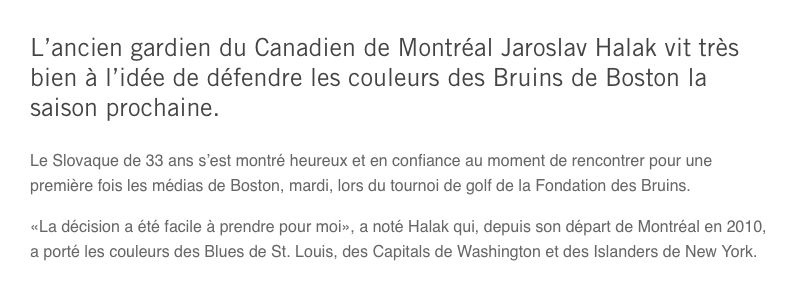Jaroslav Halak..HEUREUX en TA...à Boston..
