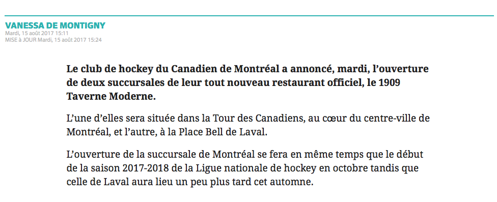 Jean Bédard de la CAGE aux SPORTS est en TA...contre Geoff Molson...