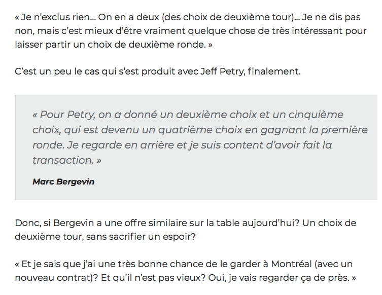 Jeff Petry échangé? Les médias traditionnels commencent à en parler....