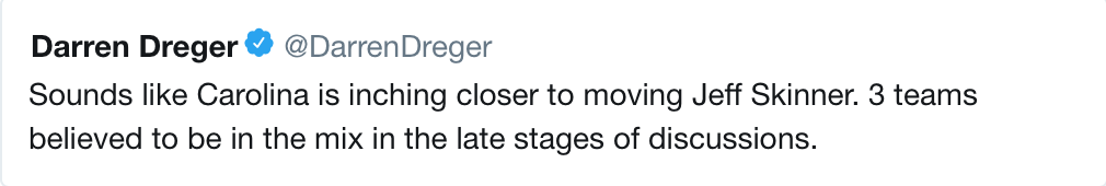 Jeff Skinner, sur le point d'être échangé...