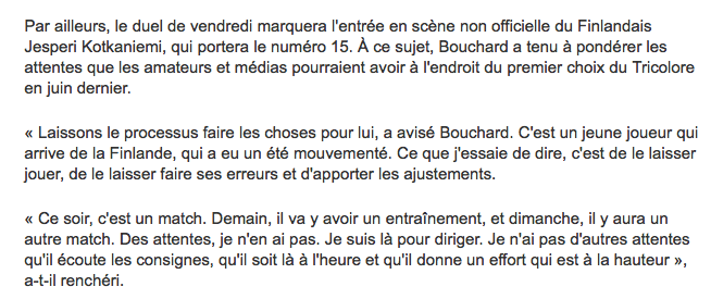 Jesperi Kotkaniemi est PROTÉGÉ pas à peu près par le CH.