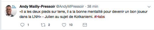 Jesperi Kotkaniemi et l'HUMILITÉ..