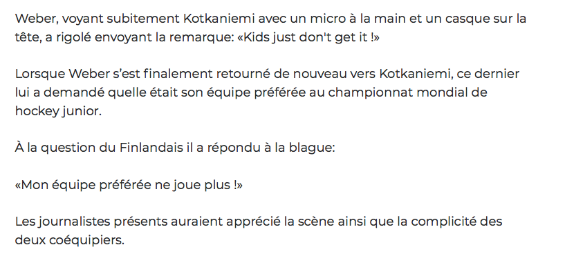 Jesperi Kotkaniemi et Shea Weber qui se NIAISENT....