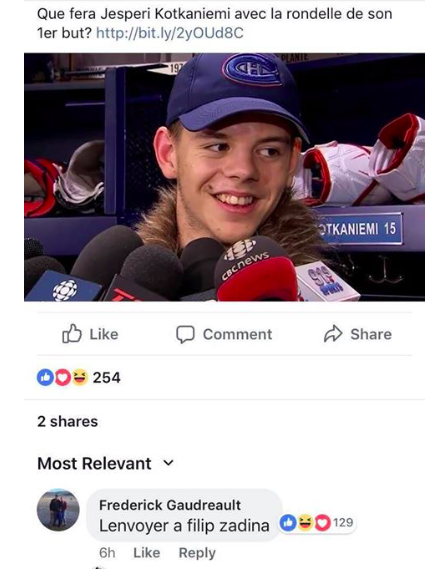 Jesperi Kotkaniemi va HANTER Filip Zadina à VIE...