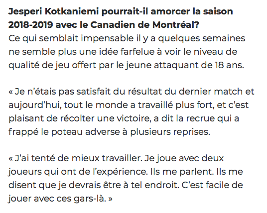 Jesperi Kotkaniemi va rester à Montréal...