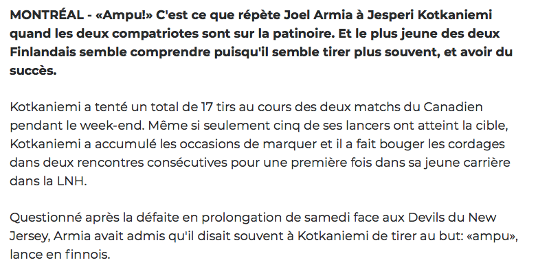 Jesperi Kotkaniemi.....Commence à faire PEUR à BEN BEN DU MONDE...