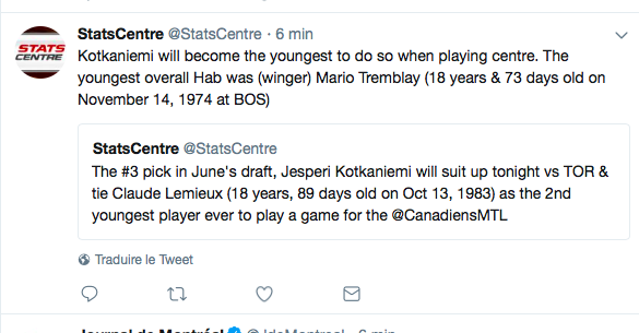 Jesperi Kotkaniemi...le PLUS JEUNE....