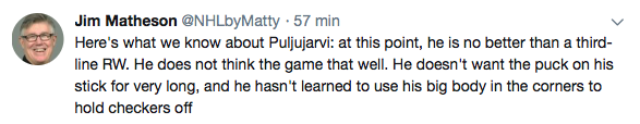 Jesse Puljujarvi, au mieux un ailier de 3e trio...