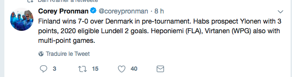 Jesse Ylonen PREMIÈRE ÉTOILE du match d'hier...