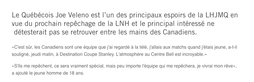 Joe Veleno doit arrêter de LICHER le CUL du CH...