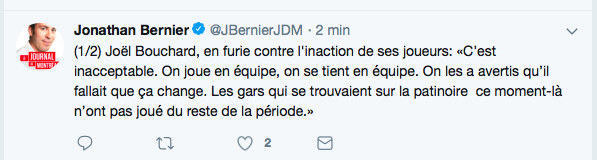 Joël Bouchard traite ses joueurs de MAUVIETTES!!!!!!!