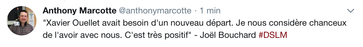 Joel Bouchard, voit Xavier Ouellet à Laval...