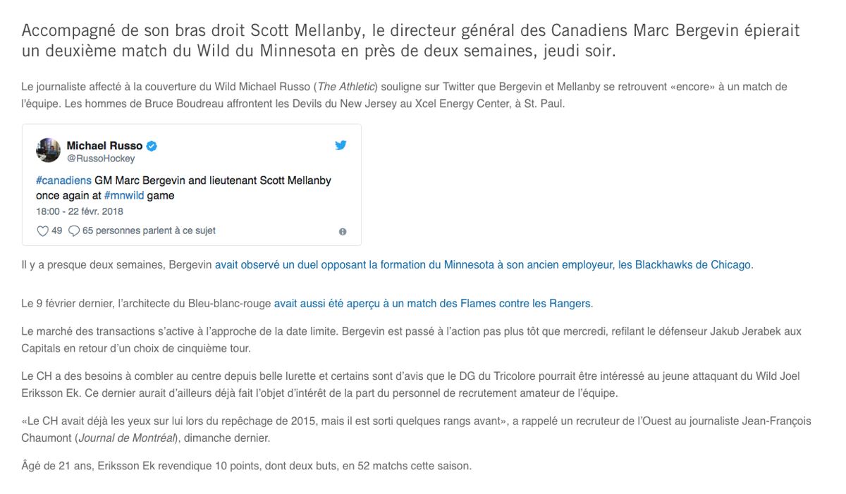 Joel Eriksson Ek à deux doigts de Montréal...
