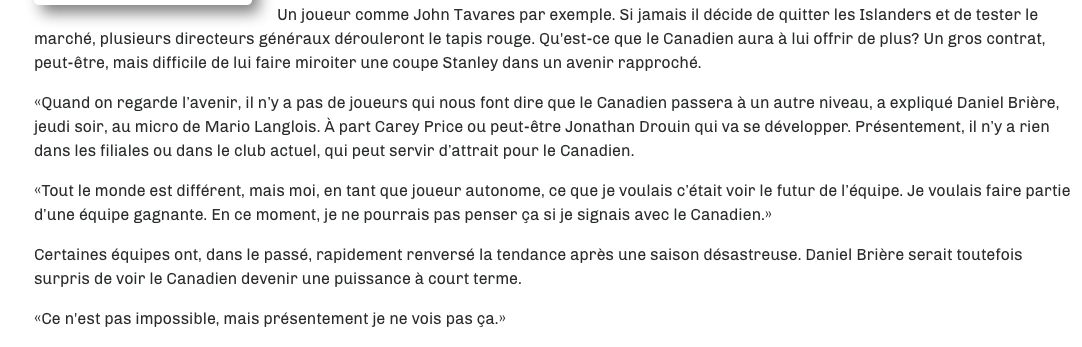 John Tavares ne signera pas à Montréal..