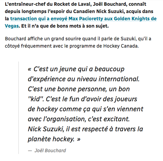 JOJO Bouchard...Avait RETRANCHÉ Nick Suzuki l'an dernier...