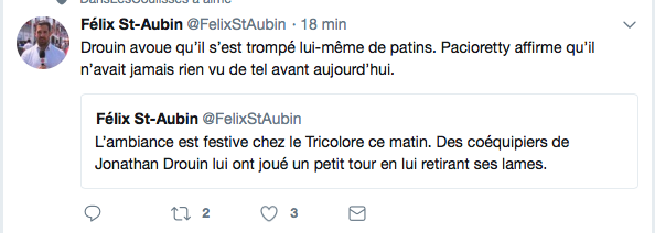  Jonathan Drouin doit être TRACASSÉ..en TA...