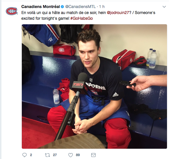 Jonathan Drouin est arrivé au CAMP avec 10 livres en TROP...par EXPRÈS...
