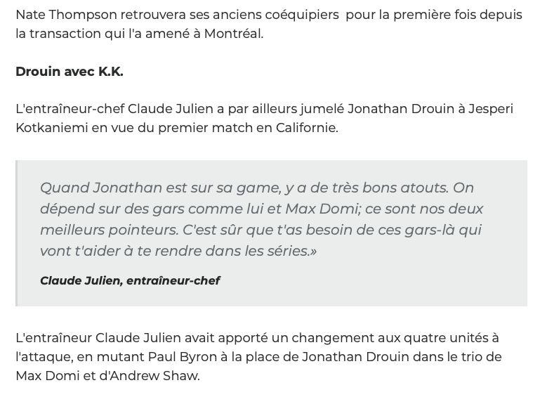 Jonathan Drouin ne le voit pas comme une DÉMOTION!!!!!