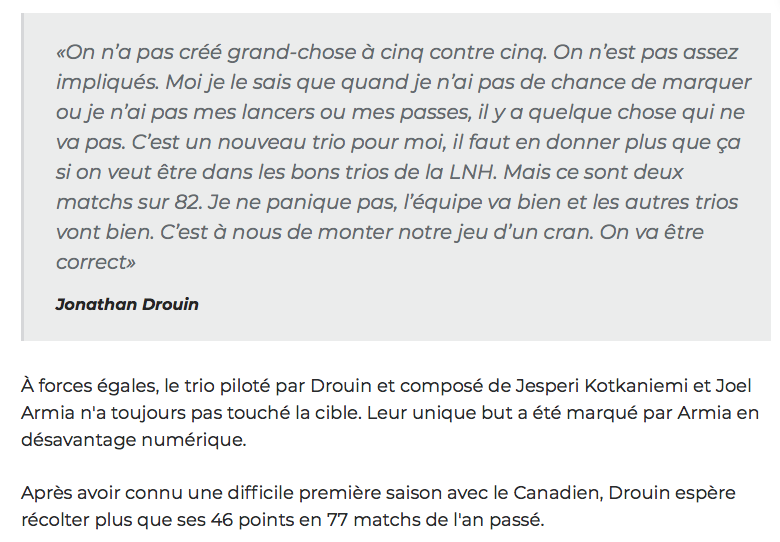 Jonathan Drouin parle vraiment au ON...