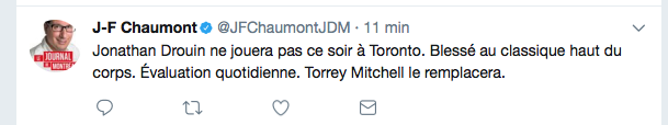 Jonathan Drouin...Déjà BLESSÉ..
