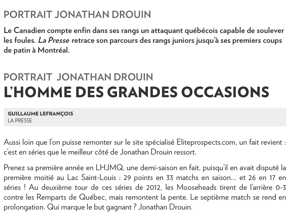  Jonathan Drouin...entre TALENT et CONTROVERSE...