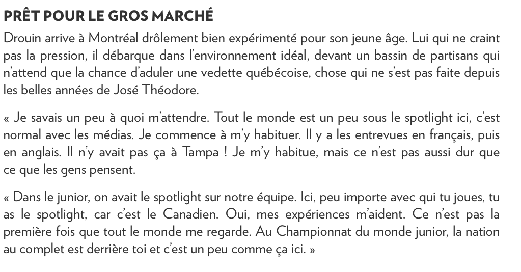  Jonathan Drouin...entre TALENT et CONTROVERSE...