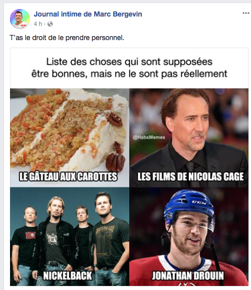 Jonathan Drouin....Est bel et bien devenu la TÊTE de TURC des fans du CH...