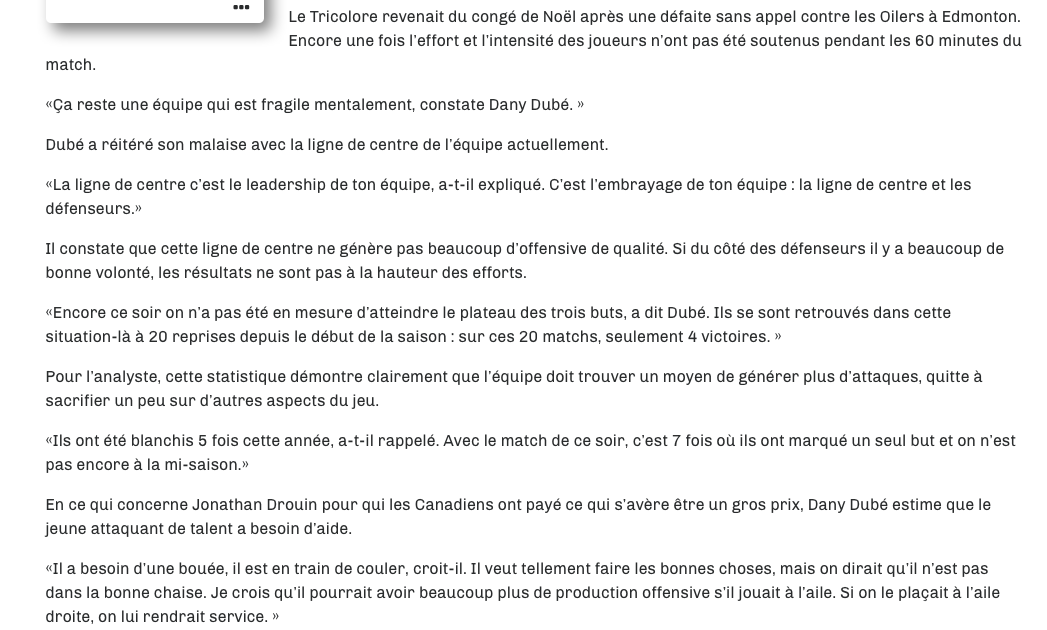 Jonathan Drouin...est en train de COULER...