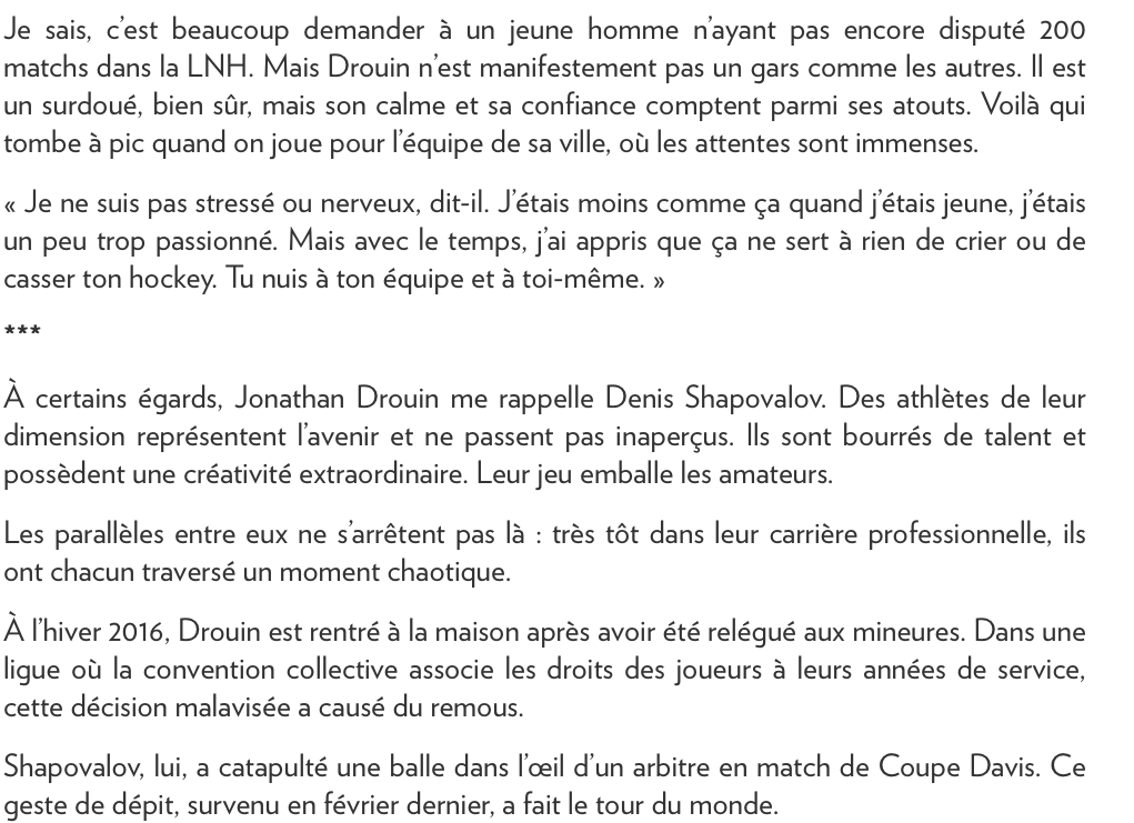 Jonathan Drouin...le SHAPOVALOV du hockey..