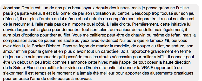 Jonathan Drouin...MALTRAITÉ par l'organisation?