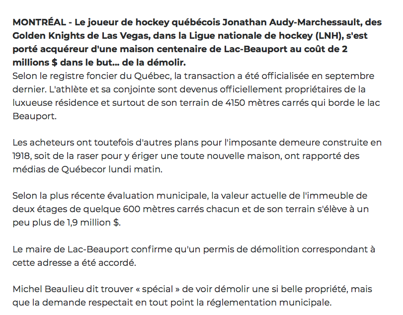 Jonathan Marchessault a l'air tellement d'un COLON NOUVEAU RICHE...dans sa propre province....