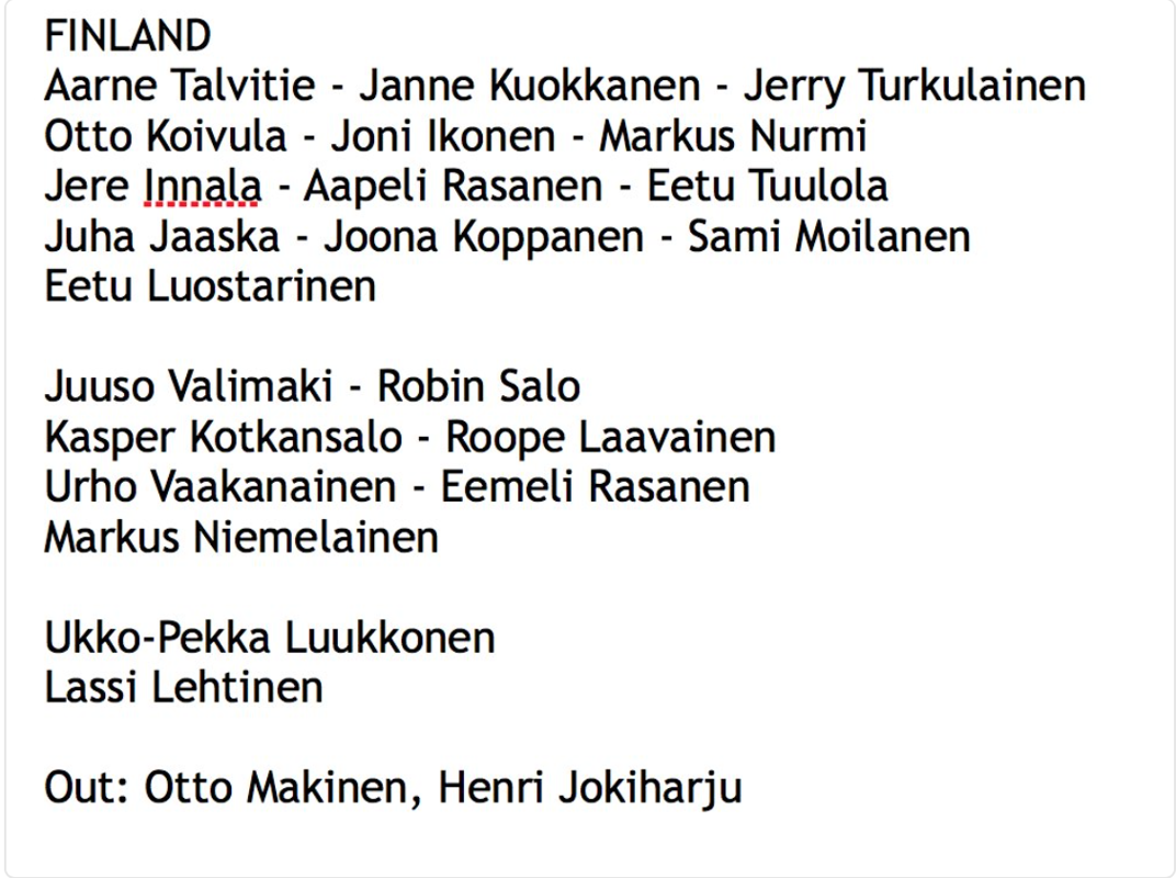 Joni Ikonen au centre du 2e trio...Tiens tiens...