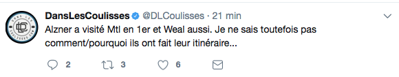 Jordan Weal aurait visité Montréal aujourd'hui????? Il était à Vancouver hier....