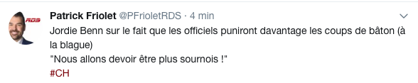 Jordie Benn a la solution pour le règlement sur les coups de bâton...